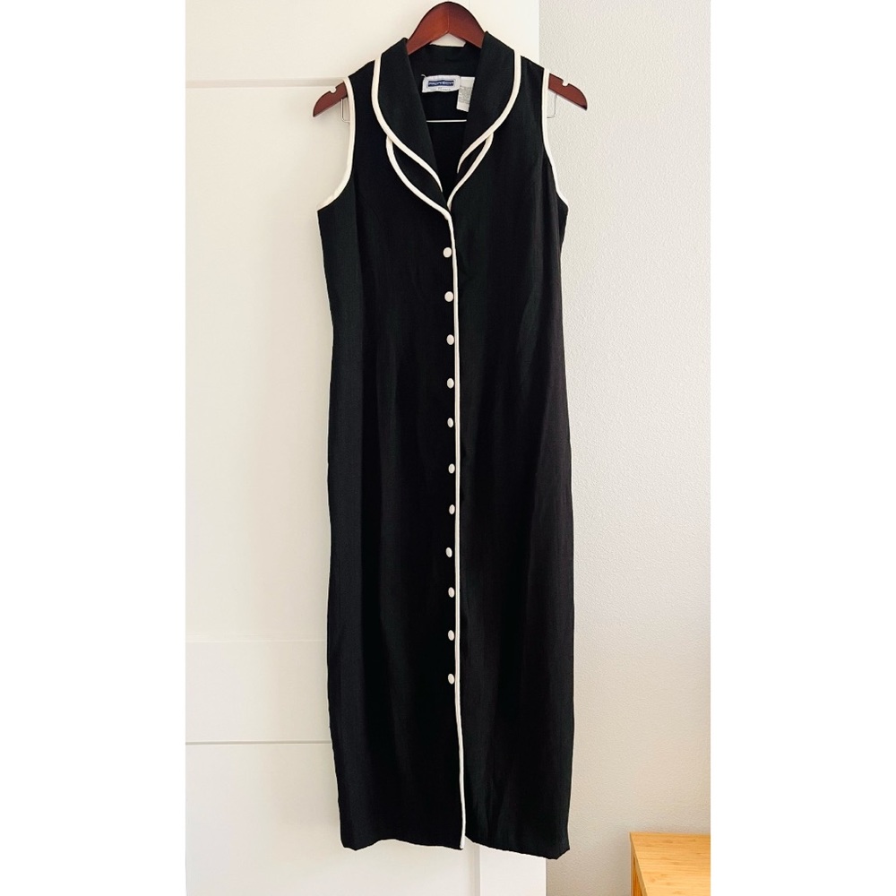 Vintage 90s Black Button Down Maxi Dress